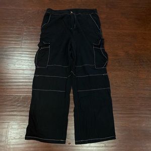 Black pants with white lining